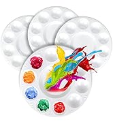 White Round Paint Tray Palettes, FANDAMEI Plastic Paint Tray Palette, Paint Palettes Paint Pallet...