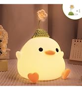 Okayera Bean Duck Night Light, Cute Duck Nursery Lamp, Portable USB Rechargeable Timer Dimmable, ...