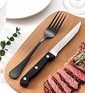 Onader Black Silverware Set with Steak Knives for 4