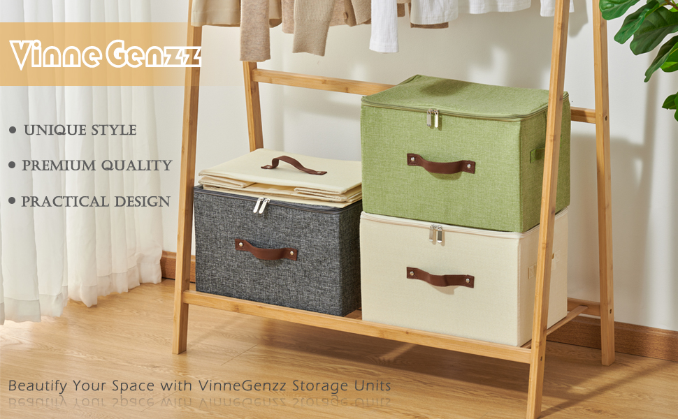 VinneGenzz Fabric Storage BIns with Zipper Lid