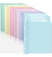 24 PCS Pastel Plastic Report Covers with 3 Prongs Clear Front Presentation Folders 3 Prong Folder...