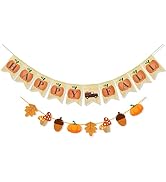 Uniwish Happy Fall Banner Pumpkin Maple Leaf Garland Fall Thanksgiving Day Decorations for Mantel...