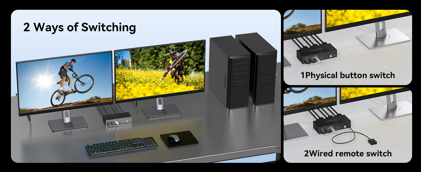 8K KVM SWITCH 2 PC 2 MONITOR