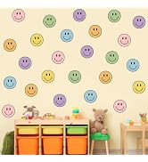 JarThenaAMCS 9 Sheets Boho Smile Wall Stickers Cute Happy Face PVC Decals Colorful Preppy Self-Ad...