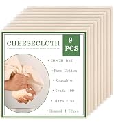 WMKGG Cheese Cloth, 9 PCS,20x20 Inch, Precut Cheesecloth for Straining, Hemmed 4 Edges, Grade 100...