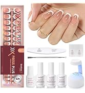 Beetles X Press Gel Nail Kit: Short Square French Tip Press On Nails Kit With 224Pcs Nail Tips Na...