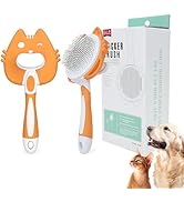 HOP Self Cleaning Slicker Brush for Cats Orange Pet Brush for Shedding&Deshedding Skin-Friendly P...