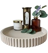 OAKOA Round Decorative Tray for Coffee Table Decor - Concrete Round Tray Home Decor - Bandejas De...