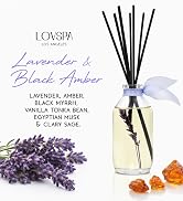 LOVSPA Lavender & Black Amber Scented Sticks Reed Diffuser Oil Gift Set with Scented Sticks - Rel...