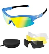 Hurdilen Polarized Kids Cycling Sunglasses, 4 UV Interchangeable Lenses, Boys Girls Lightweight G...