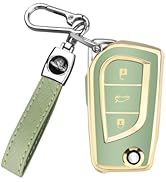MILD EAST Flip Key Fob Cover for Toyota Fortuner Tundra Camry RAV4 Highlander Challenger, Soft TP...