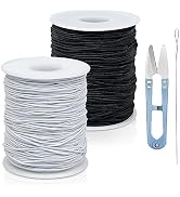 FIVEIZERO Black and White Elastic Bracelet String,1mm,1.2mm,1.5mm Elastic Beading Cord Stretchy S...
