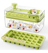 EuChoiz Ice Cube Tray with Lid, Scoop and Bin Press Easy Release, Ice Trays for Freezer, Making 6...