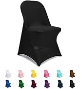 Jieqier Spandex Folding Chair Covers, Black Folding Chair Slipcovers 12 PCS, Universal Fitted Cha...