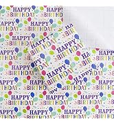 BULKYTREE Birthday Wrapping Paper with Cut Lines for Boys Girls Kids Men Women Holiday Birthday T...