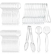 Mwellewm 72Pcs Serving Utensils Large Plastic Serving Utensils Set Serving Spoons for Buffet Clea...
