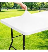Moosfor Spandex 6 Foot Rectangle Table Cloth, Elastic Fitted Tablecloths for Picnic, Stretch Wash...