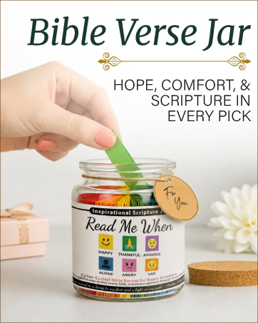 Bible Verse Jar with colorful scripture sticks, offering hope, comfort, inspiration in every pick.