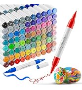 WELLOKB 80 Colors Dual Tip Acrylic Paint Markers, Fabric Markers, Brush Tip Permanent Acrylic Pai...