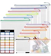 YOPCDJ 12pcs Mesh Zipper Pouch Bags,Puzzle Bag for Organizing, 12 Color 8 Size Classroom Must Hav...