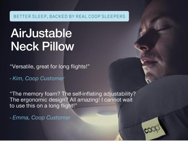 coop home goods adjustable travel pillow memory foam support head pillow plane pillow soft plush
