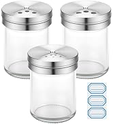 Segarty 1.7oz Mini Spice Jars with Metal Shaker Lids, 3 Pack 50ml Glass Seasonings Containers Adj...
