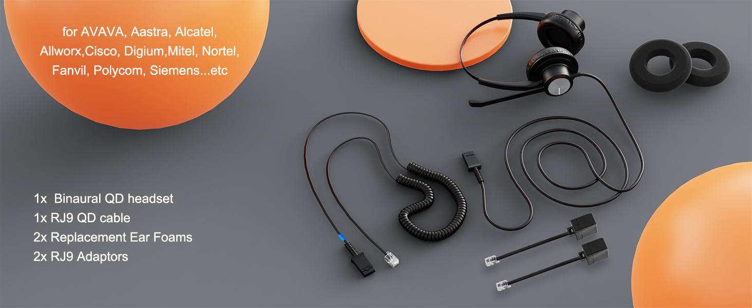 telephone headset, QD headset, work headset, RJ9 headset