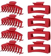 Red Hair Clips for Women - 8 Pack 4.3 Inch Large Hair Claw Clips for Women Thin Thick Curly Hair,...