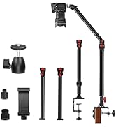 Taisioner Overhead Camera Desk Mount Stand-3-Section Adjustable Boom Arm with C-Clamp 360° Ball H...