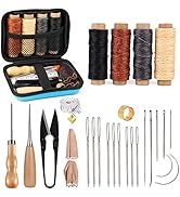 Leather Sewing Kit, Leather Working Tools and Supplies, Leather Working Kit with Large-Eye Stitch...