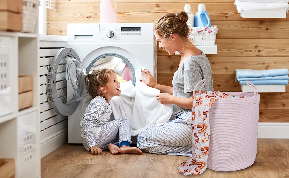 pink laundry basket