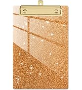 Piasoenc Acrylic Small Clipboard, Fashion Glitter Clipboard, A5 Clipboards with Low Profile Gold ...
