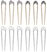 12 Pieces French Twist Hair Forks Large U-Shaped Hair Styling Pins Vintage Metal Hair Sticks for ...