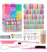 Hair Accessories for Girls, 1350P Colorful Hair Ties Set with 72P Hair Clips, Bobby Pins for Todd...