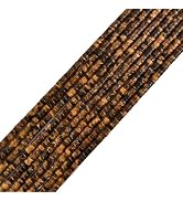 HAAMIIQII 150pcs Natural Yellow Tiger Eye Spacer Beads, Loose Semi Precious Flat Round Gemstone H...
