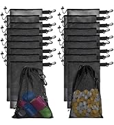 Riuog 20 PCS With Clips Mesh Drawstring Bags, Portable Nylon Storage Bags for toy,Sports Storage,...