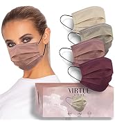 Virtue Code Face Mask. 50 Disposable Face Masks – Earth Tones Color Mask Pack. Cute Mask with Bla...