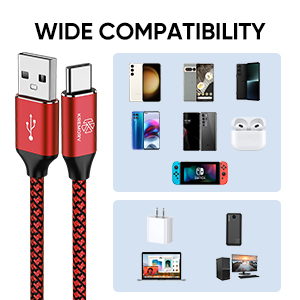 Compatible with Samsung,Note,LG,and other usb type c cable device