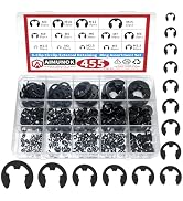 AIMUNOK 455Pcs E-Clip External Retaining Rings Snap Rings Assortment Set, High Carbon Steel C-Cli...
