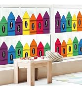 FYSUIMU 9 Sheets Back to School Crayon Window Cling Stickers Colored Crayon Double-Sided Reusable...