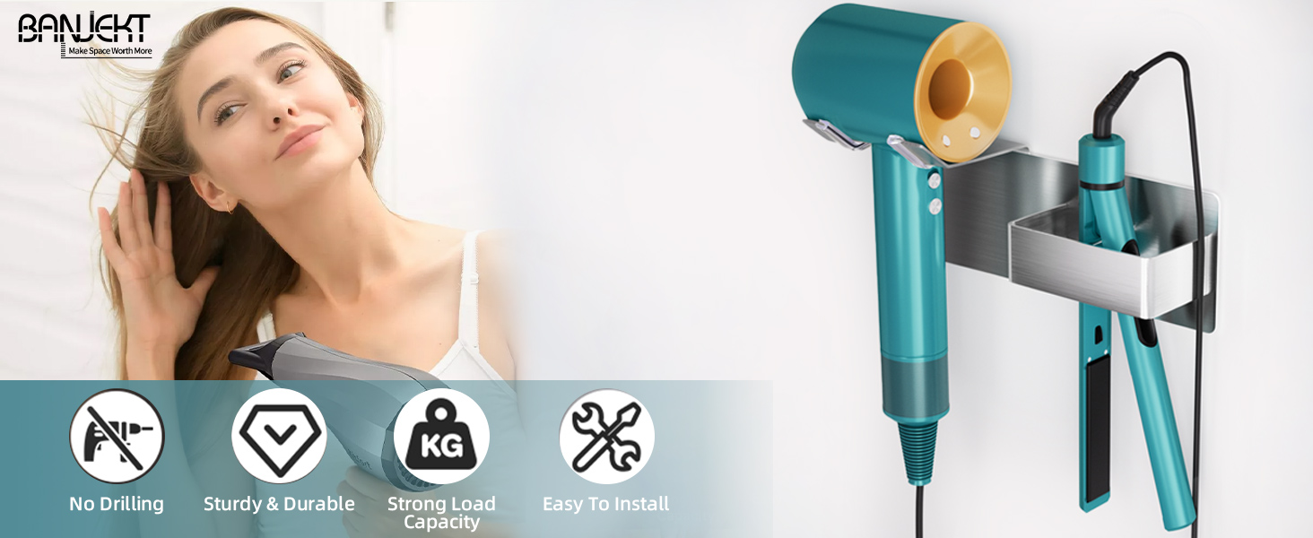 hair dryer and straightener holder