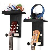 Keebofly Guitar Wall Hanger,2 Pack Guitar Wall Mount Holder Guitar Hanger Shelf with Pick Holder ...