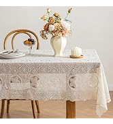 OUZHUHUI Lace Embroidered Tablecloth. Square Lace Vintage Tablecloth Dustproof Table Protector fo...