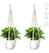 Wdmxszdq Macrame Plant Hanger Set of 2, 35 Inch Indoor Hanging Planter with 4 Hooks, Macrame Plan...