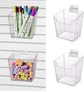 Clear Slatwall Bins, 4 Pack Slat Wall Cups with Hooks for Garage, Small | Fit Most Slat Board Pan...