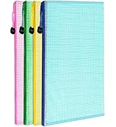 4 Pack Mesh Zipper Pouch, LEOBRO 13.2"x 9.2" A4 Letter Size Mesh Bags with Zipper, Plastic Envelo...
