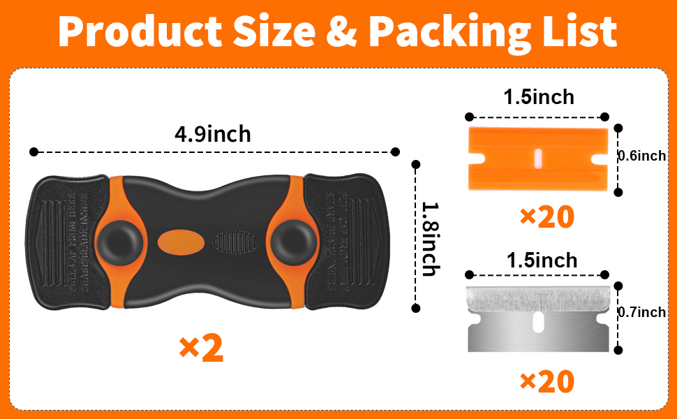 2pcs razor scrapers+40pcs blades