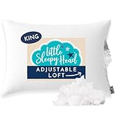 Little Sleepy Head King Pillow for Sleeping, Adjustable Loft Bed Pillow with Hypoallergenic Down-...