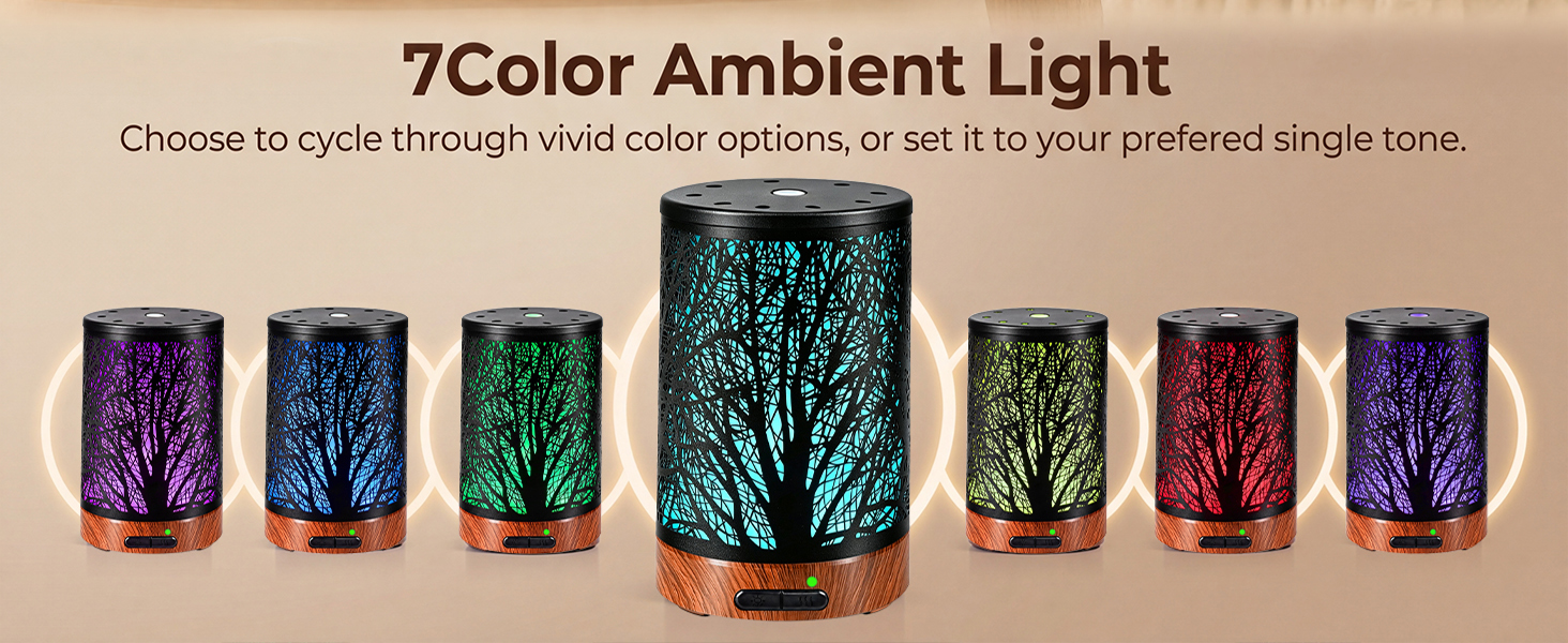 Essential Oil Diffuser - 150ML Metal Aromatherapy Diffuser for Essential Oils with 7 Colors