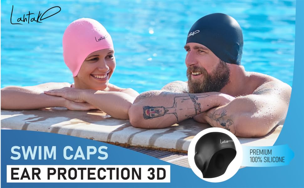 swim caps ear protection silicone long hair short hair men women